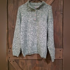 SPICE IT UP Y2k Teal Button Collar Sweater Size Medium